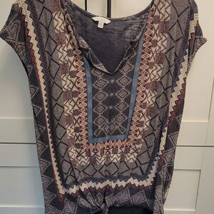 Lucky Brand Cap Sleeve Top with Tie Front